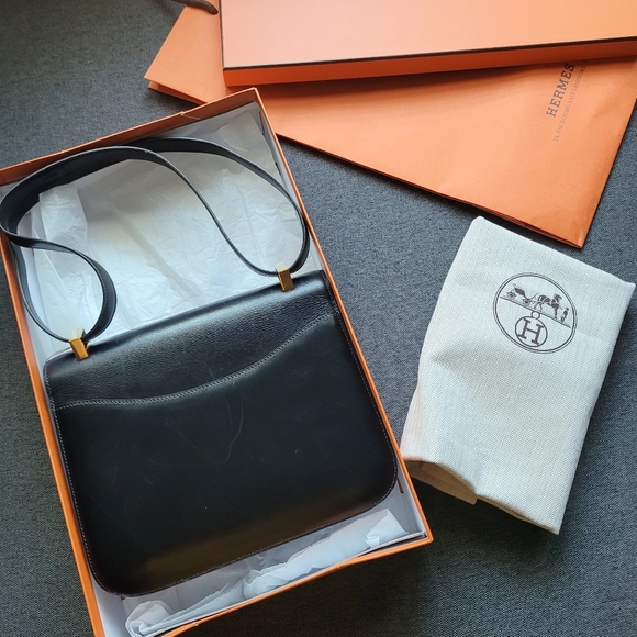 Hermes Constance 23 Box Leather Gold H Shoulder Bag Vintage Black - Picture 13 of 15